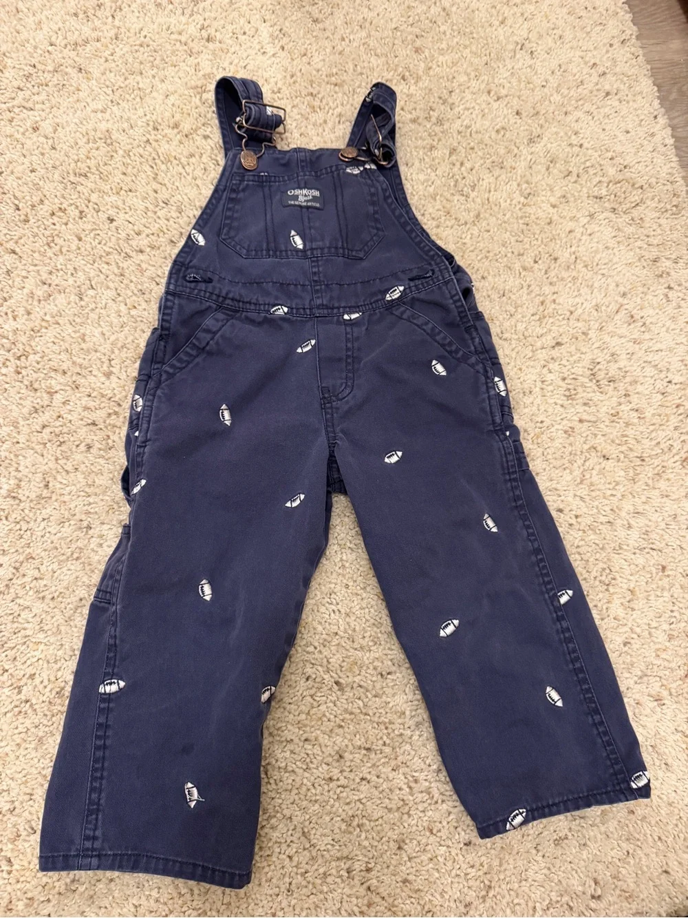 OshKosh B'gosh Navy Overalls with Football Embroidery